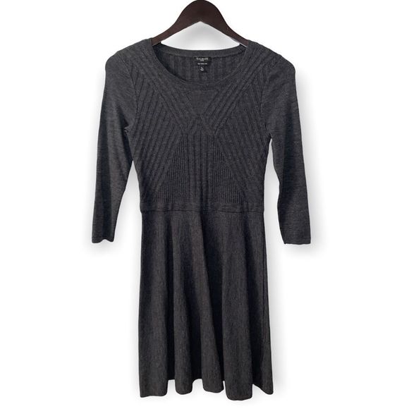 TALBOTS Merino Wool Charcoal Gray Sweater Dress - Picture 2 of 9